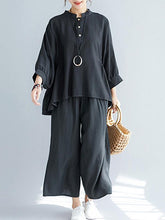 Two-Pieces Vintage Solid Color Loose Suits